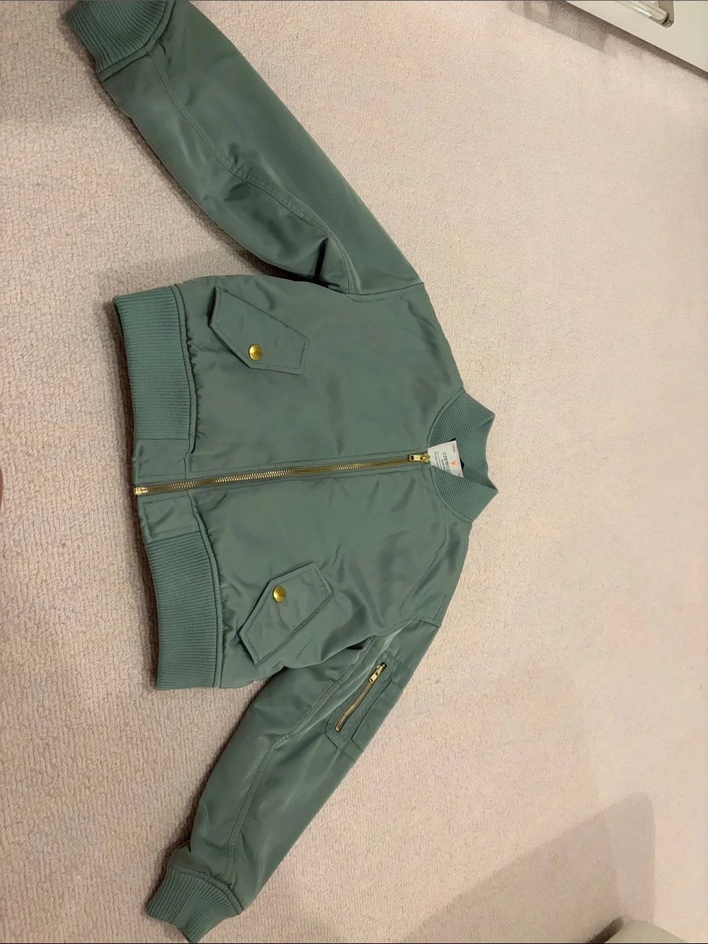 Crewcuts Sage Green Bomber Jacket with Gold Hardware